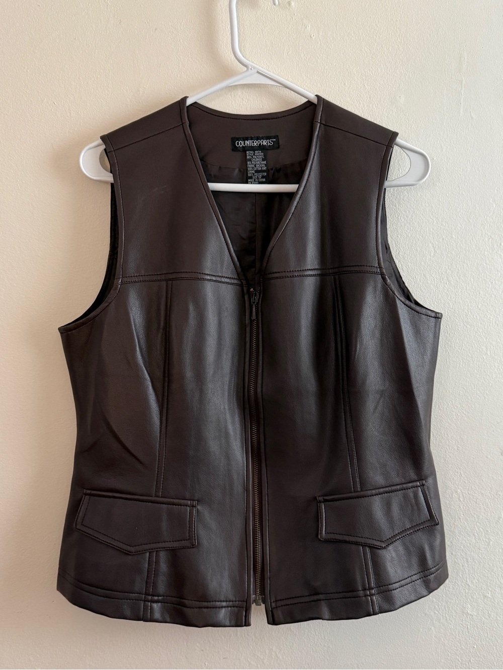 Counterparts Women's Brown Leather Zip-Front Vest